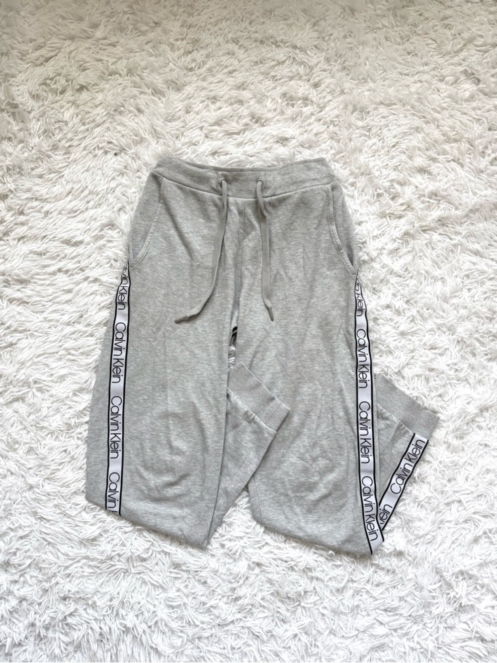 Calvin Klein Light Gray Logo-Strip Jogger Pants